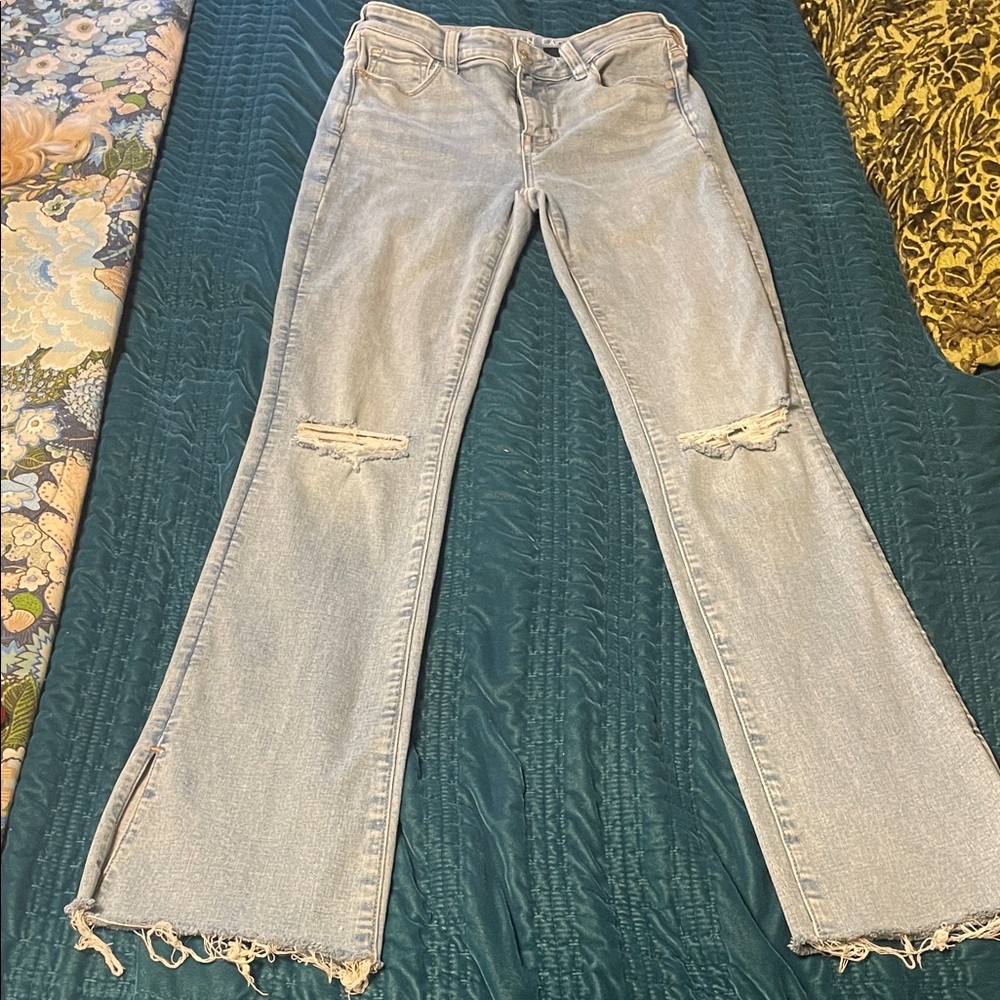 American Eagle Outfitters Light Wash Distressed Flare Jeans